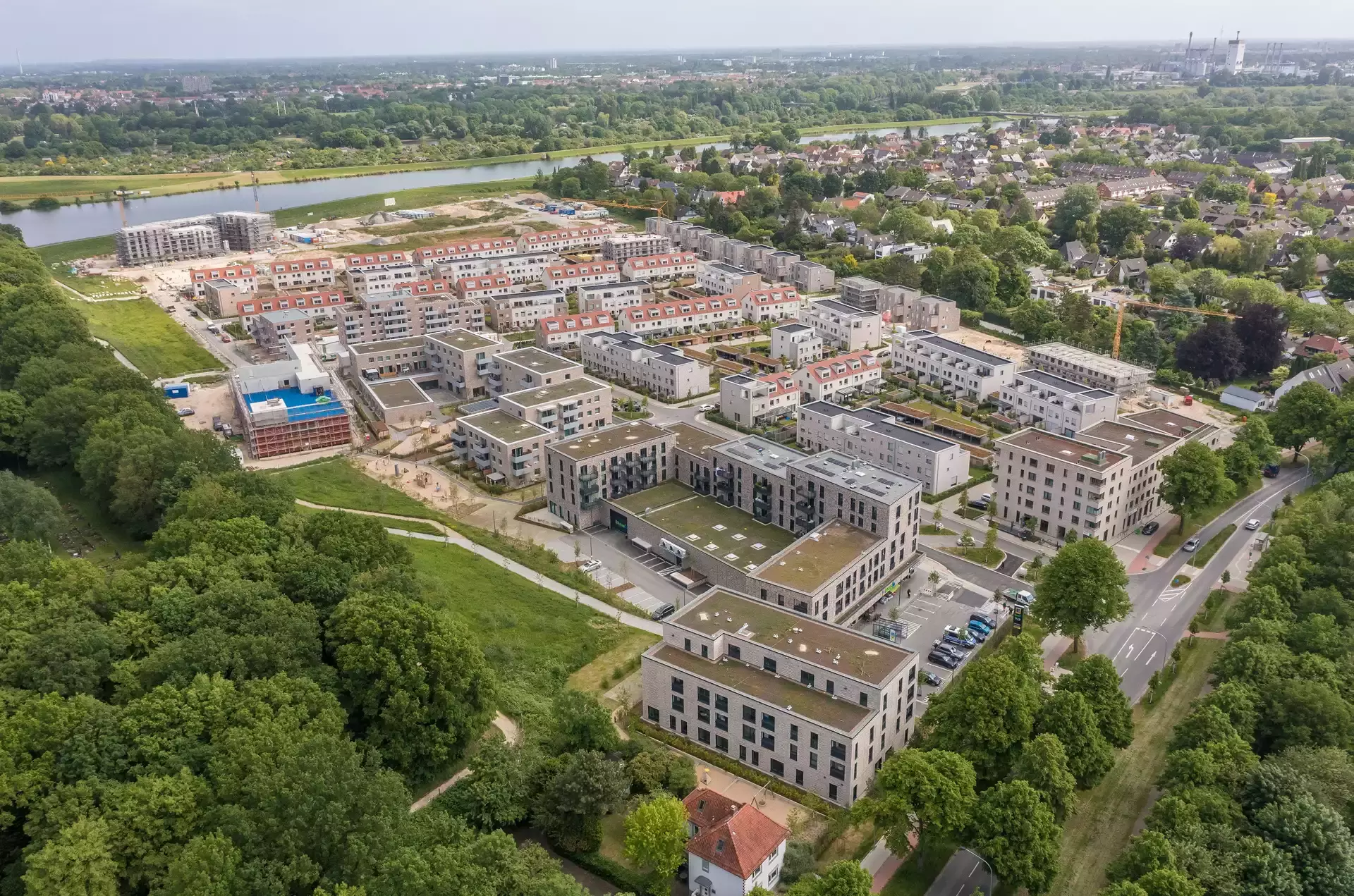 Luftbild der Gartenstadtsiedlung 